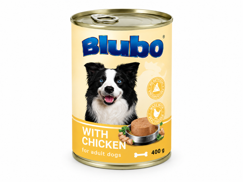 Blubo Wet Dog Food with Chicken for Adult Dogs, Complete & Balanced Pâté, Real Chicken Recipe, No Artificial Colors or Preservatives, 400 g (Pack of 10)