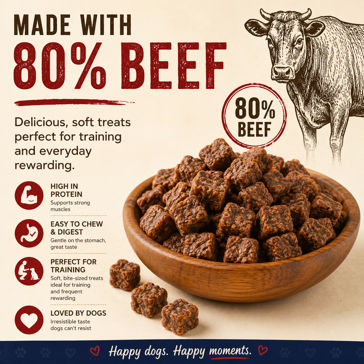 Natural Training Treats- Beef- pack 120g