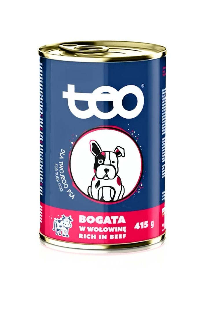 TEO Wet Dog Food, Rich in Beef- 14.63oz Cans (Pack of 10) Complete & Balanced Adult Dog Food with Vitamins & Minerals