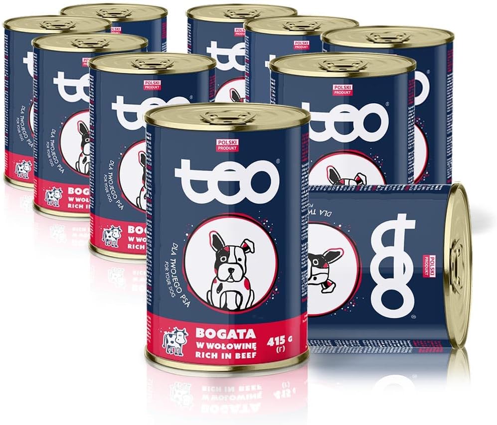 TEO Wet Dog Food, Rich in Beef- 14.63oz Cans (Pack of 10) Complete & Balanced Adult Dog Food with Vitamins & Minerals